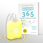 ZenSpire Pocket allumé en jaune devant le livre Cohérence cardiaque 3.6.5 du Dr David O’Hare